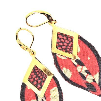 Masai Rose - Oval Fabric Drop Earrings