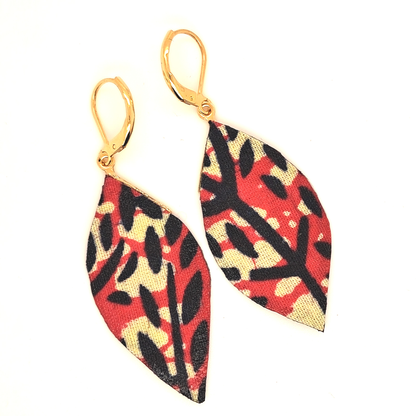 Masai Rose - Oval Fabric Drop Earrings