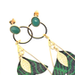 Mata Atlantica - Boucles d’oreilles dorées agate verte en tissu