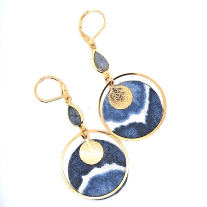 Gold Circle - Labradorite Hoop Earrings