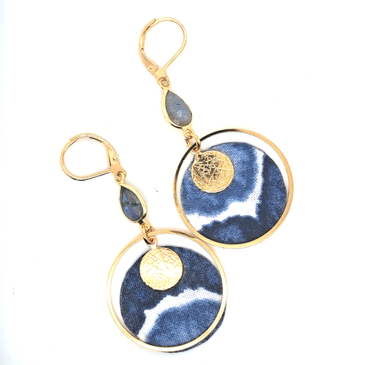 Cercle d'or - Boucles d'oreilles créoles labradorite