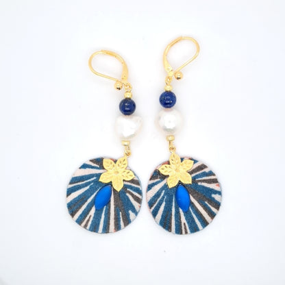 Guili - Round lapis lazuli earrings