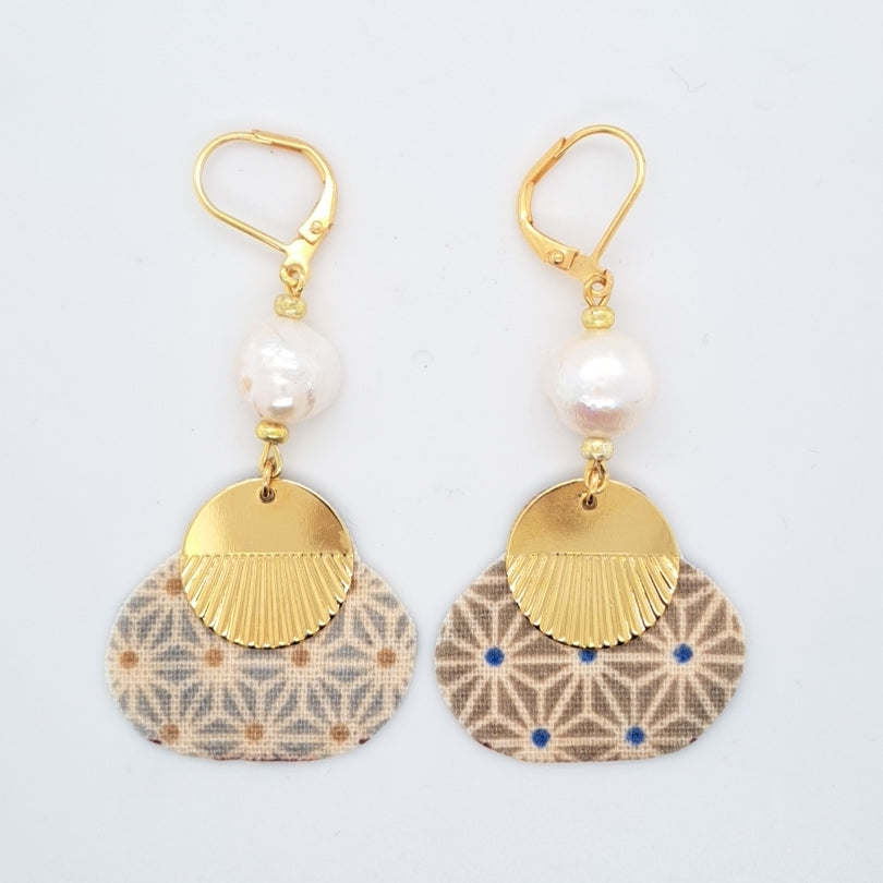 Hoi An - Blue fabric dangle earrings