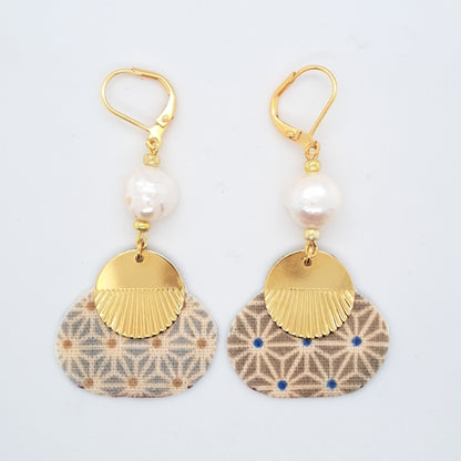 Hoi An - Blue fabric dangle earrings