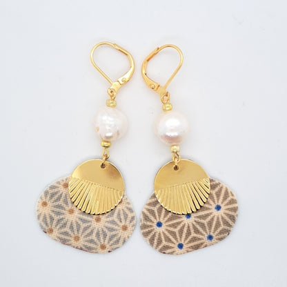 Hoi An - Blue fabric dangle earrings