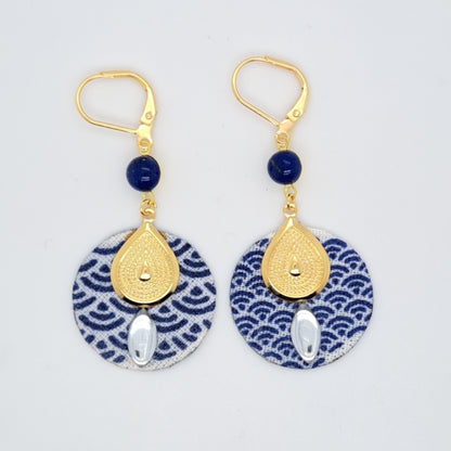 Néréides bleues - Boucles d'oreilles pendantes lapis-lazuli
