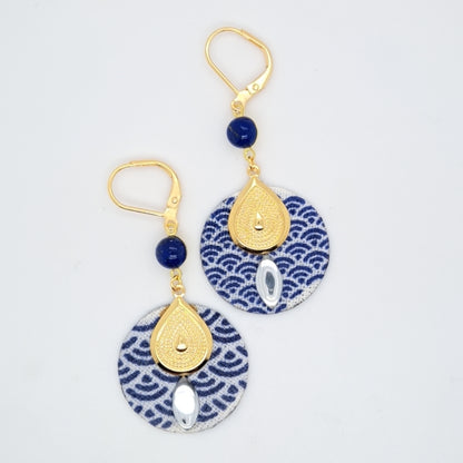 Néréides bleues - Boucles d'oreilles pendantes lapis-lazuli