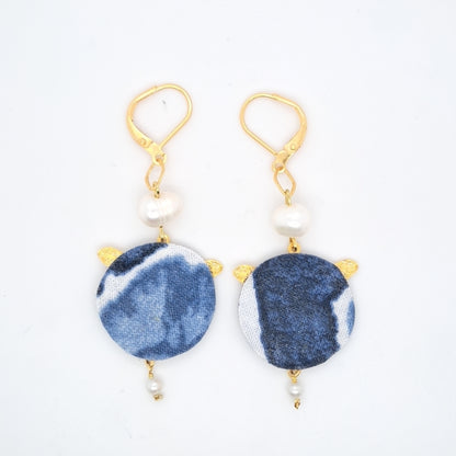 Libre en libellule bleu  - Boucles d'oreilles pendantes