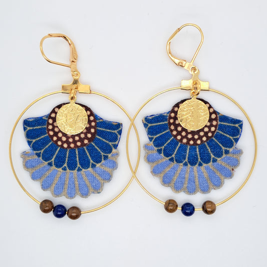 Moorea - Turquoise fabric hoop earrings