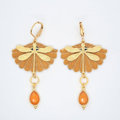Free in Dragonfly - Carnelian Fabric Earrings