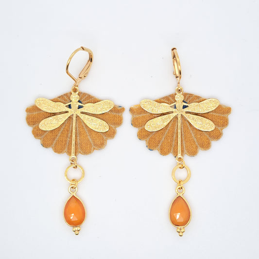 Free in Dragonfly - Carnelian Fabric Earrings