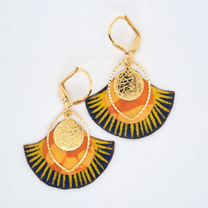 Jaune Ayers Rock - Boucles d'oreilles pendantes tissu