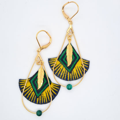 Vert Jungle Therapy II - Boucles d'oreilles pendantes malachite