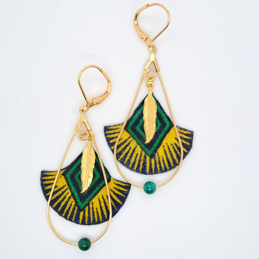Vert Jungle Therapy II - Boucles d'oreilles pendantes malachite