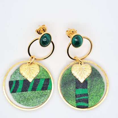 Vert Jungle Therapy - Boucles d'oreilles malachite