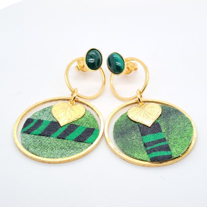 Vert Jungle Therapy - Boucles d'oreilles malachite