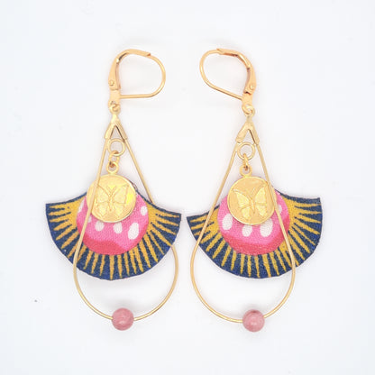 Rose Hanami - Boucles d'oreilles pendantes rose