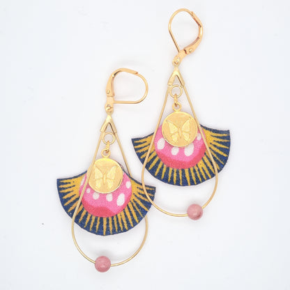 Rose Hanami - Boucles d'oreilles pendantes rose