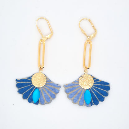 Bleu Néréides - Boucles d'oreilles pendantes