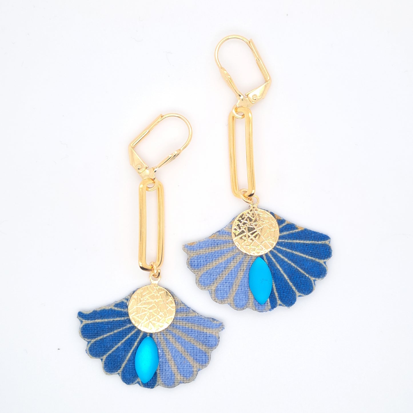 Bleu Néréides - Boucles d'oreilles pendantes