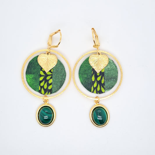Tana Toraja - Green Malachite Hoop Earrings