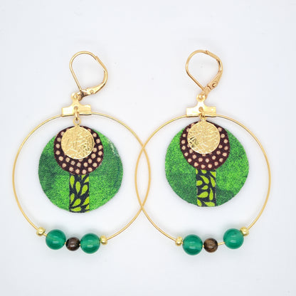Taman Negara - Green Malachite Hoop Earrings