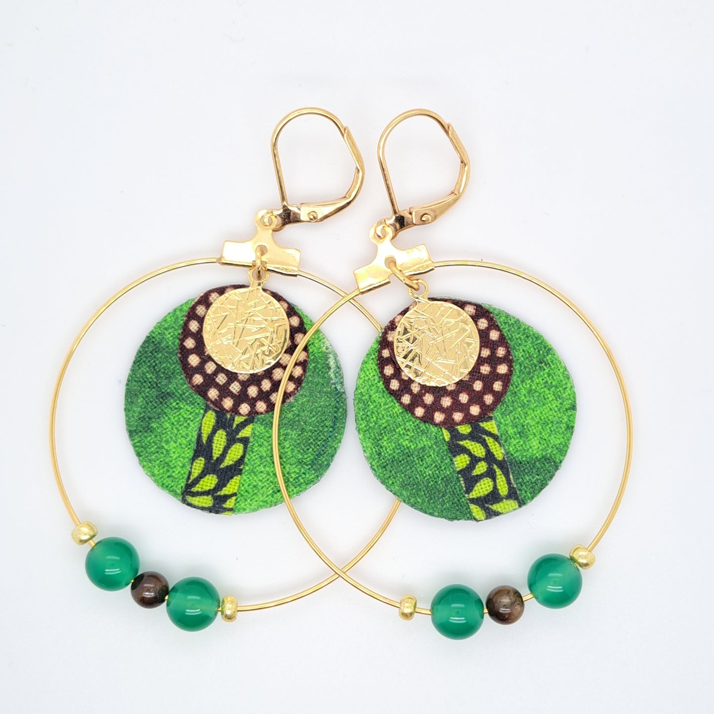 Taman Negara - Green Malachite Hoop Earrings