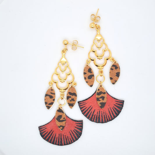 Rouge sauvage - Boucles d'oreilles pendantes