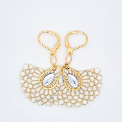 Blanc Naïade III - Boucles d'oreilles en tissu