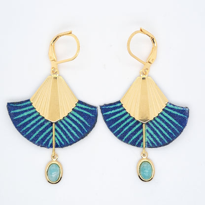 Bleu Maurice - Boucles d'oreilles pendantes amazonite