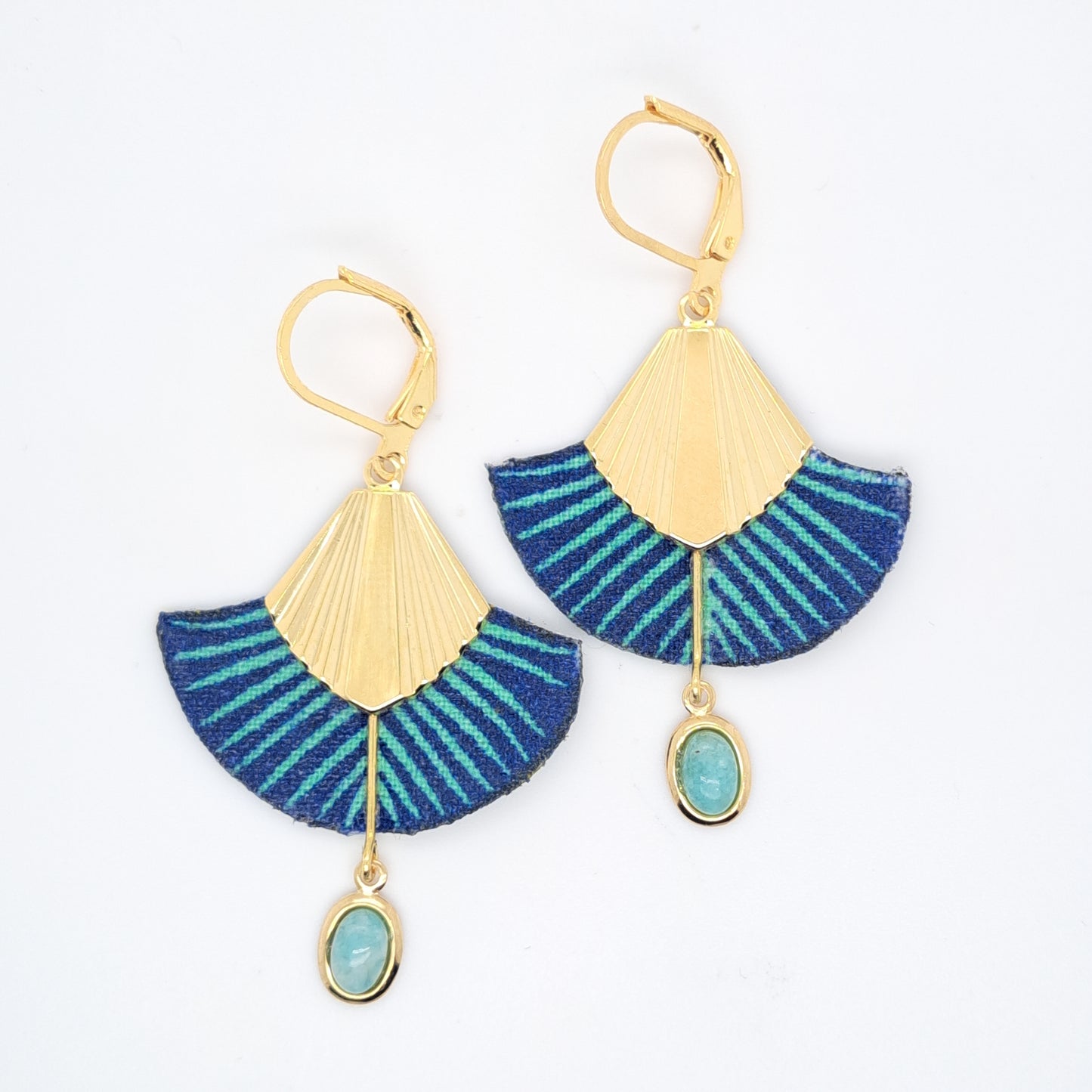 Bleu Maurice - Boucles d'oreilles pendantes amazonite