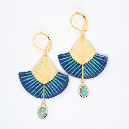 Bleu Maurice - Boucles d'oreilles pendantes amazonite