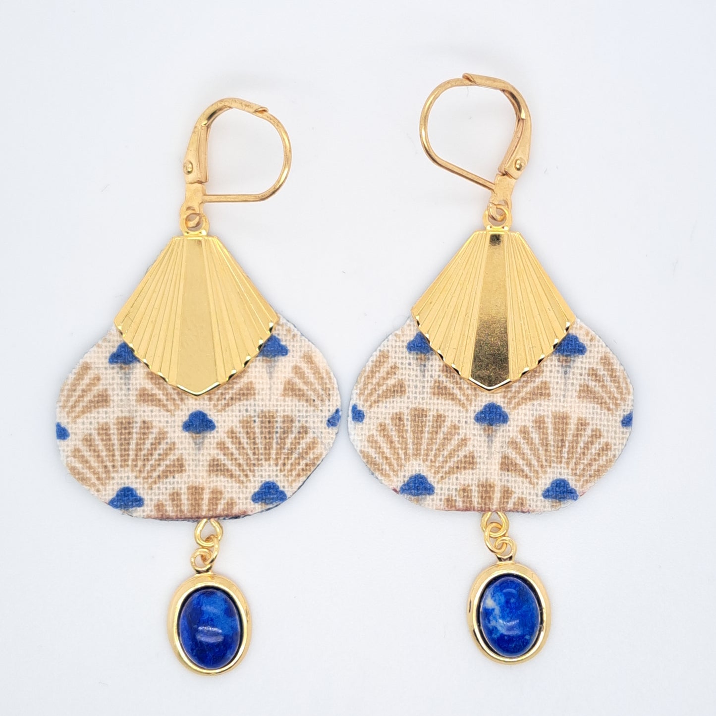 Beige Hôi An - Boucles d'oreilles lapis-lazuli