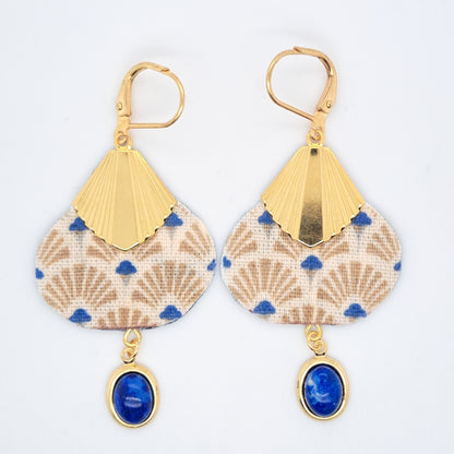 Beige Hôi An - Boucles d'oreilles lapis-lazuli