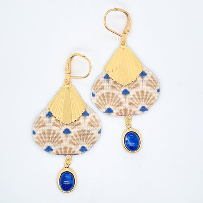 Beige Hôi An - Boucles d'oreilles lapis-lazuli