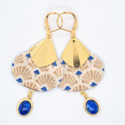 Beige Hôi An - Boucles d'oreilles lapis-lazuli