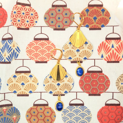 Beige Hôi An - Boucles d'oreilles lapis-lazuli