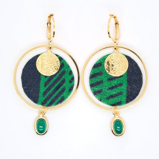 كوبا - أقراط دائرية من القماش الأخضر