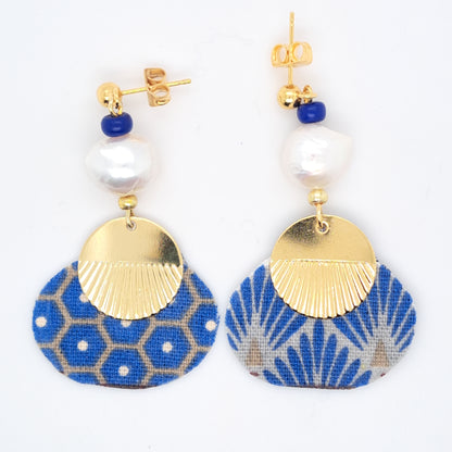 هوي آن - أقراط متدلية من القماش الأزرق