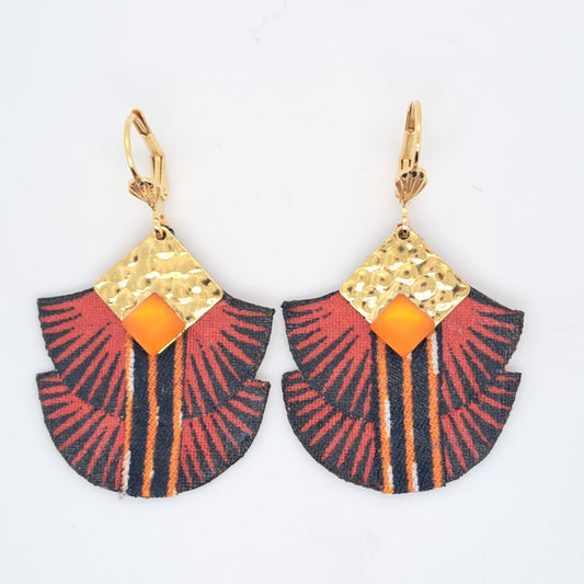 Rouge Kogi II - Boucles d'oreilles pendantes rouge