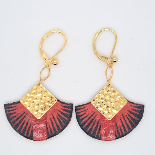 Rouge ara - Boucles d'oreilles pendantes rouges