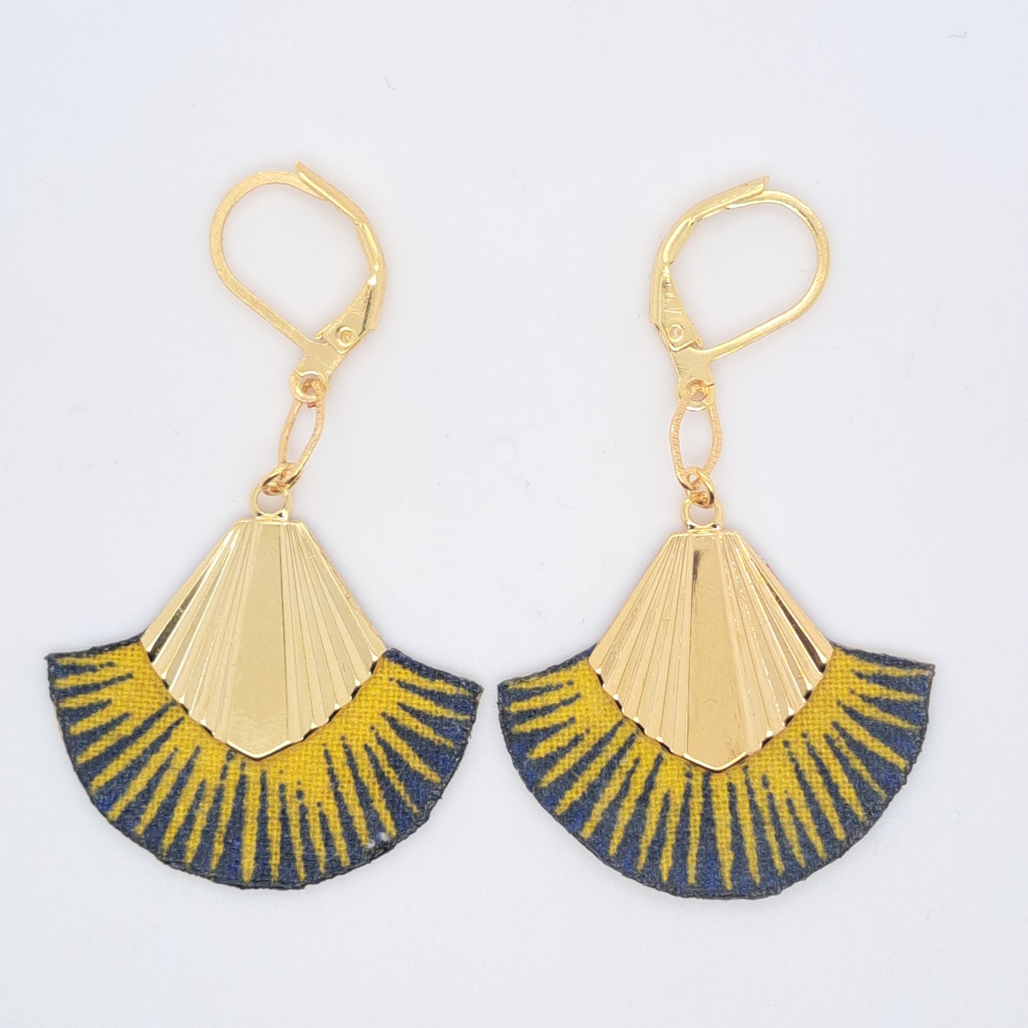 Art déco jaune Palm beach - Boucles d'oreilles pendantes