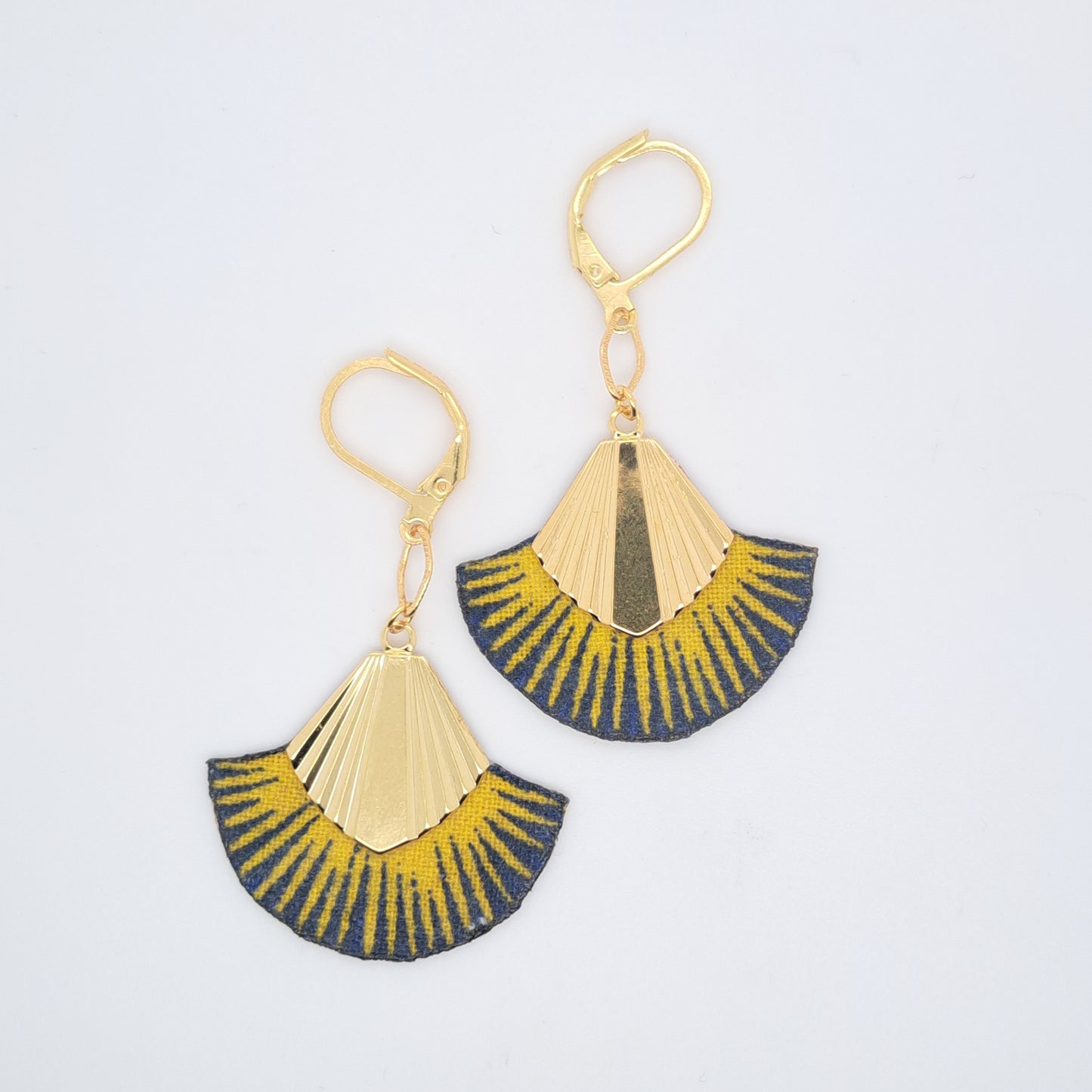 Art déco jaune Palm beach - Boucles d'oreilles pendantes