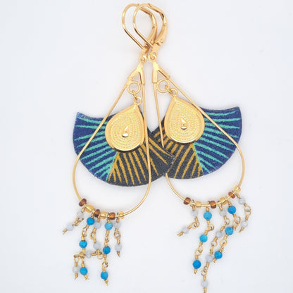 أصفهان - أقراط زرقاء مطلية بالذهب