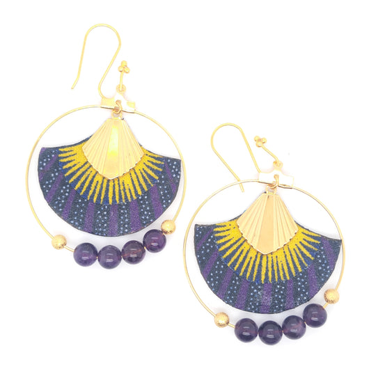 جايسالمير - أقراط متدلية من الجمشت مطلية بالذهب