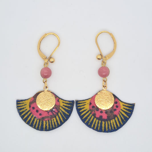 Rose Hanami II - Boucles d'oreilles pendantes rose