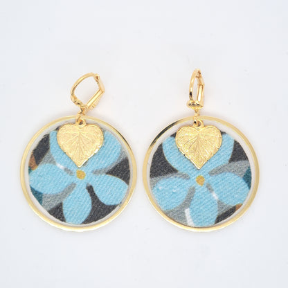 شقائق النعمان البحرية - أقراط زرقاء مصنوعة من قماش لؤلؤ سواروفسكي