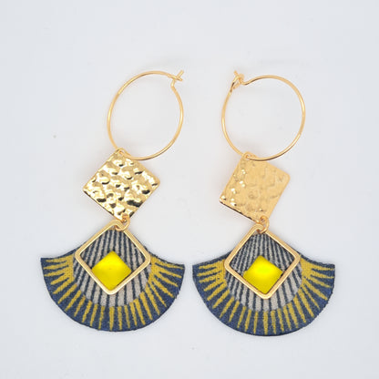 Jaune Hoggar - Boucles d'oreilles pendantes perles d'eau douce