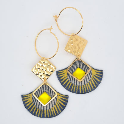 Jaune Hoggar - Boucles d'oreilles pendantes perles d'eau douce