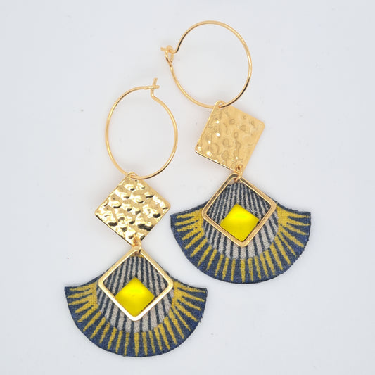 Jaune Hoggar - Boucles d'oreilles pendantes perles d'eau douce